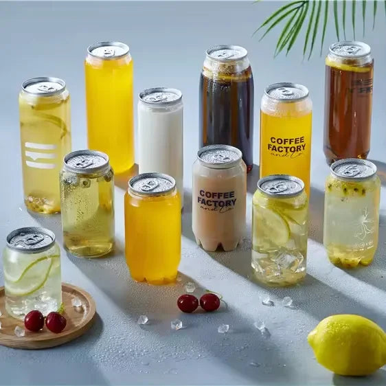 200pcs 330ml/250ml Can with Lid PET Bottle Cap Lid PET Can for Milk Tea/coffee/Beverage/Drink