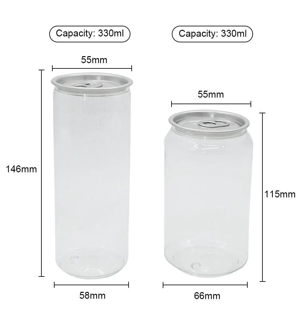 200pcs 330ml/250ml Can with Lid PET Bottle Cap Lid PET Can for Milk Tea/coffee/Beverage/Drink