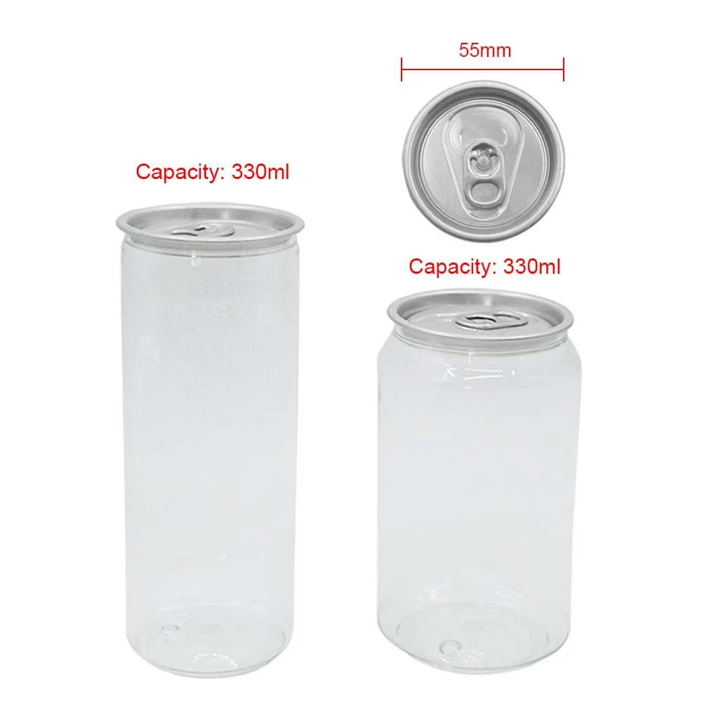 200pcs 330ml/250ml Can with Lid PET Bottle Cap Lid PET Can for Milk Tea/coffee/Beverage/Drink