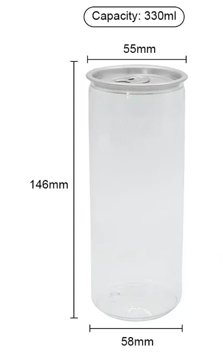 200pcs 330ml/250ml Can with Lid PET Bottle Cap Lid PET Can for Milk Tea/coffee/Beverage/Drink