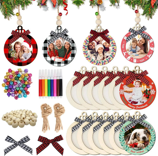 Christmas picture frame decorations, DIY wooden, photo decorations, unfinished personalized hanging Christmas decorations