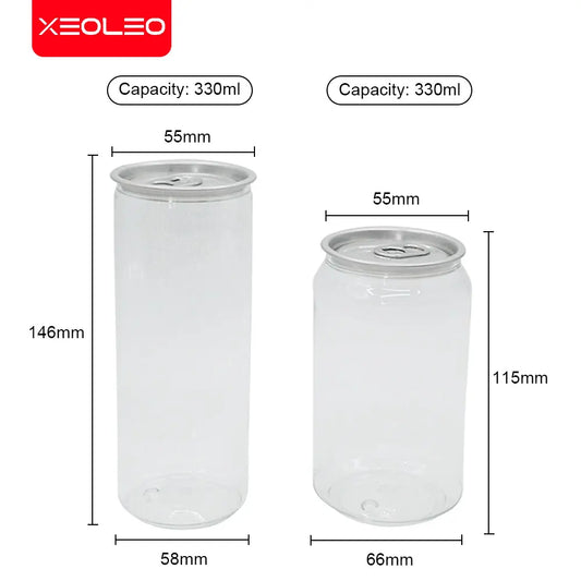 200pcs 330ml/250ml Can with Lid PET Bottle Cap Lid PET Can for Milk Tea/coffee/Beverage/Drink