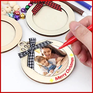 Christmas picture frame decorations, DIY wooden, photo decorations, unfinished personalized hanging Christmas decorations